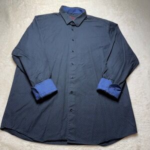 Luchiano Visconti Mens XXL Button Down Shirt Black Textured Paisley Trim Cotton